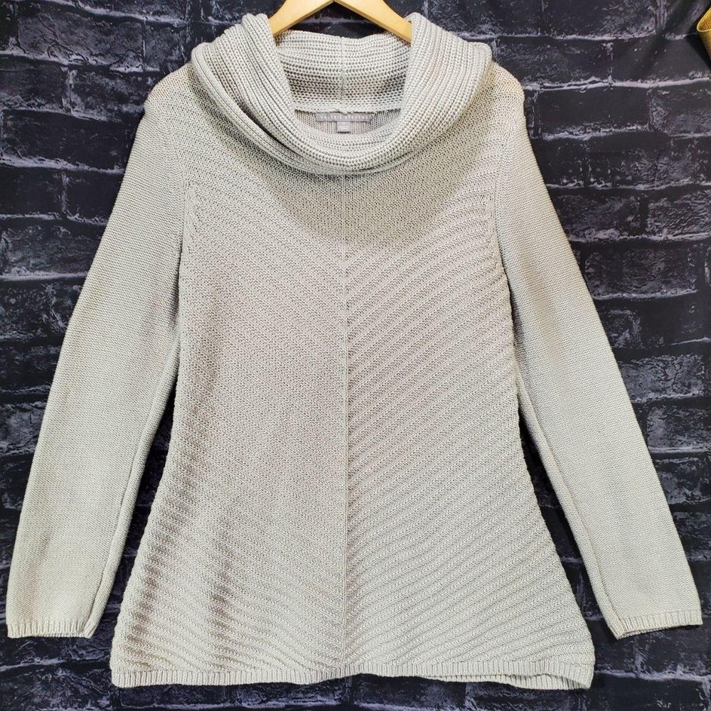 Valerie Stevens Sweater Womens Medium Gray Cowl Neck Long Sleeve Pullover Knit